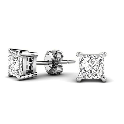 0.60 - 5.00 CT Princess Cut Lab Grown Diamonds - Stud Earrings - Primestyle.com