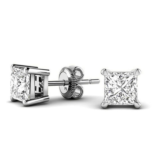 0.60-5.00 CT Princess Cut Lab Grown Diamonds - Stud Earrings