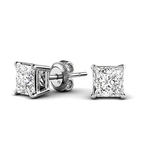 0.60 - 5.00 CT Princess Cut Lab Grown Diamonds - Stud Earrings - Primestyle.com
