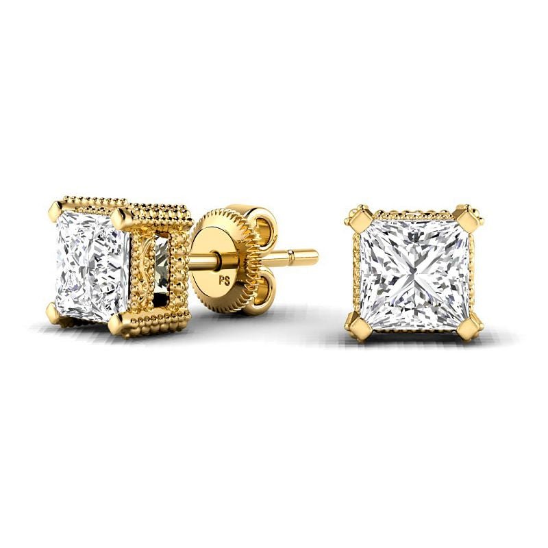 0.60-5.00 CT Princess Cut Lab Grown Diamonds - Stud Earrings - Primestyle.com