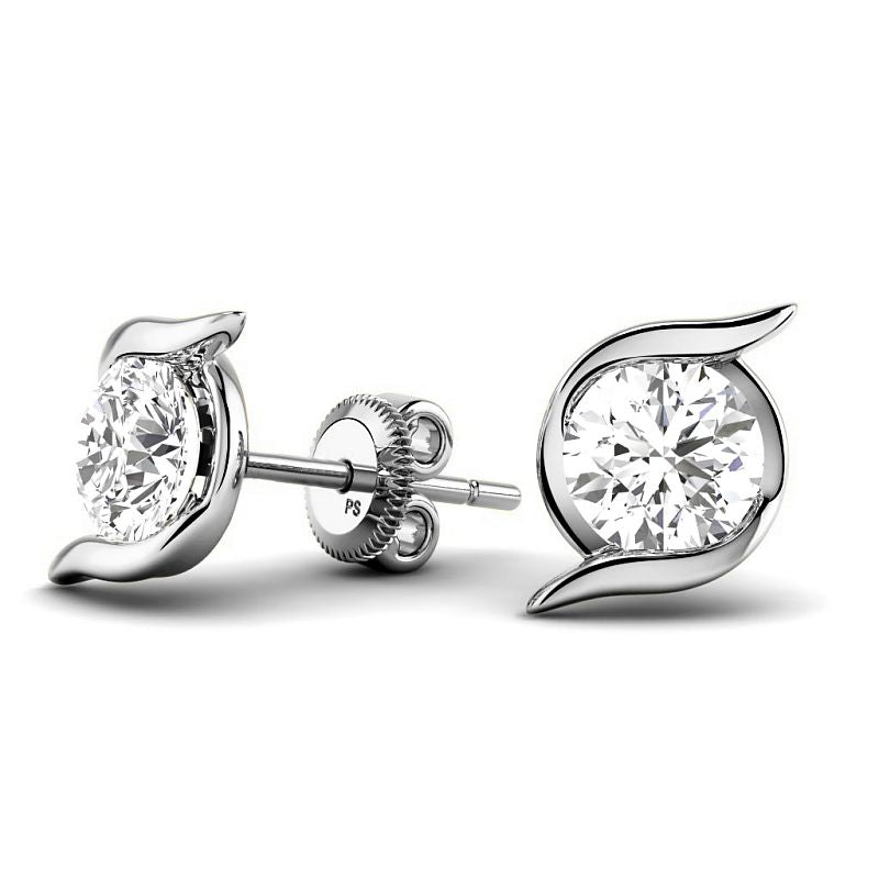 0.60-5.00 CT Round Cut Lab Grown Diamonds - Stud Earrings - Primestyle.com