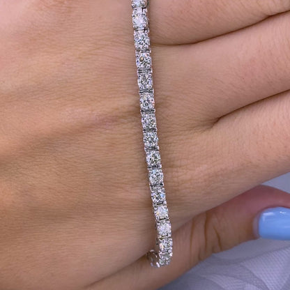 Certified 6.00 CT Round Cut Diamond Tennis Bracelet in 14 KT White Gold