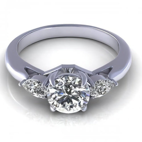 0.65-1.30 CT Pear & Round Cut Diamonds - Three Stone Ring - Primestyle.com