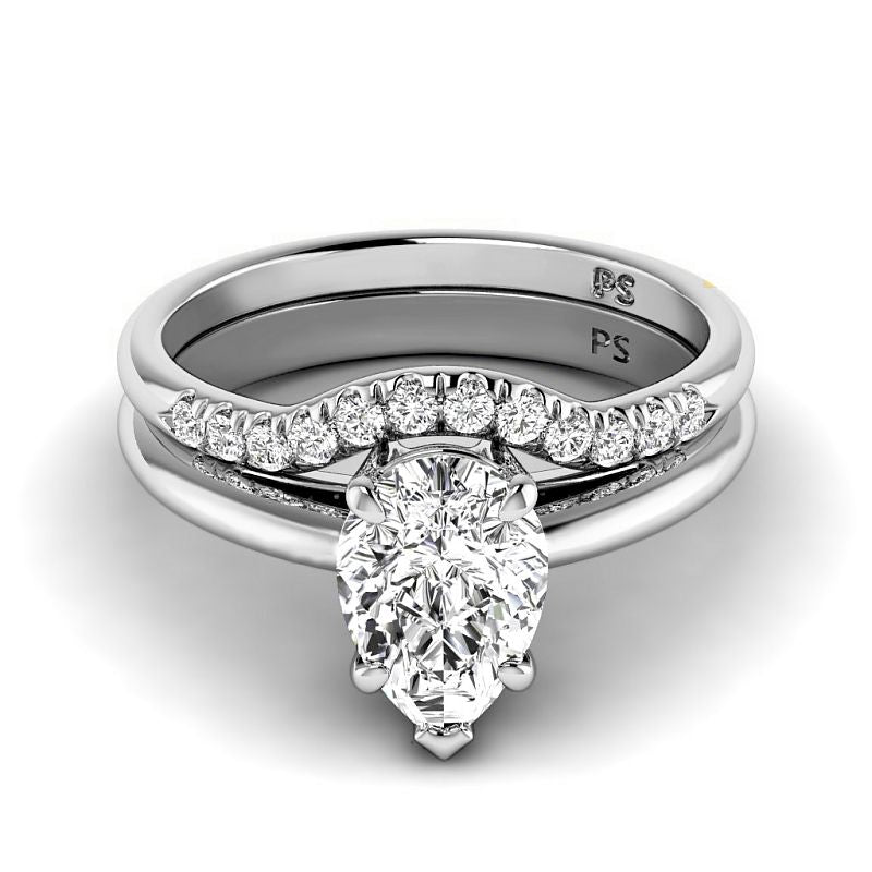 0.65-3.15 CT Round &amp; Pear Cut Lab Grown Diamonds - Bridal Set - Primestyle.com