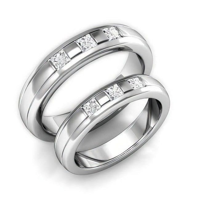 0.65 CT Princess Cut Natural Diamonds - Wedding Sets