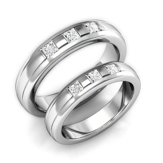 0.65 CT Princess Cut Diamonds - Wedding Set