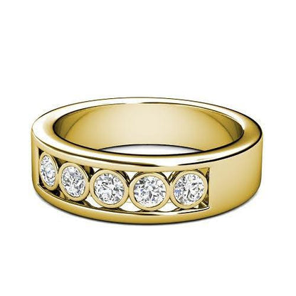 0.65 CT Round Cut Diamonds - Mens Wedding Band - Primestyle.com