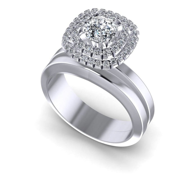 0.69-1.84 CT Cushion & Round Cut Natural Diamonds - Bridal Set