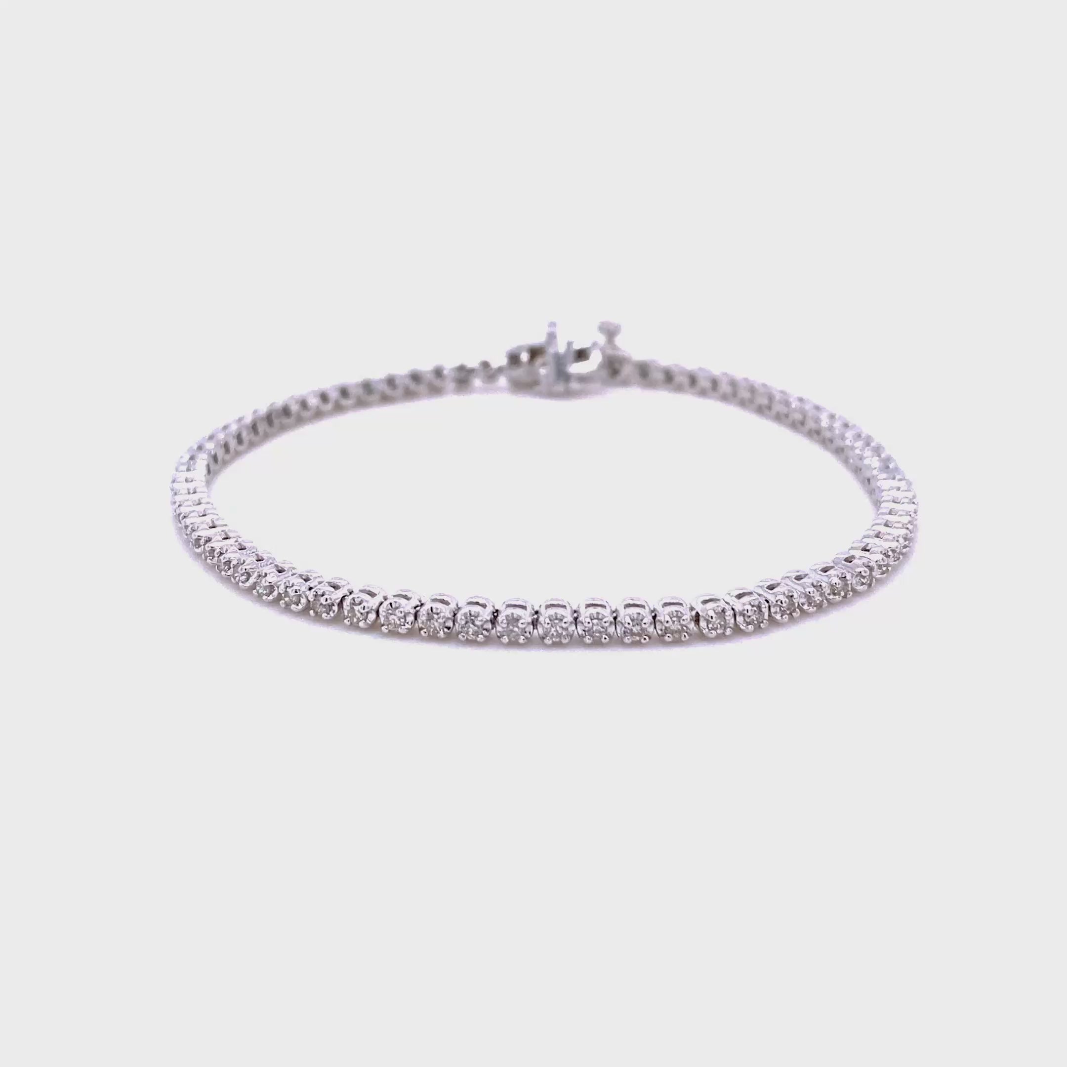 Sophisticated 1.00 CT Round Cut Diamond Tennis Bracelet in 14KT White Gold