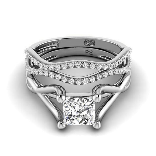 0.70-3.20 CT Round & Princess Cut Diamonds - Bridal Set