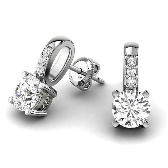 0.70-5.10 CT Round Cut Lab Grown Diamonds - Stud Earrings