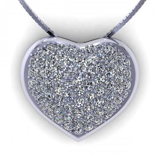 0.70 CT Round Cut Natural Diamonds - Heart Pendants