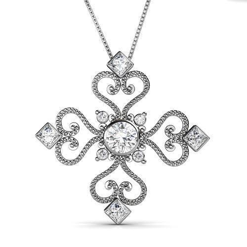 0.70 CT Round & Princess Cut Diamonds - Diamond Pendant - Primestyle.com