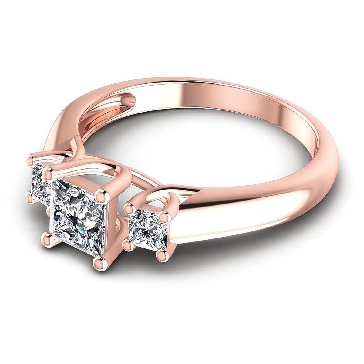 0.75-0.85 CT Princess Cut Diamonds - Three Stone Ring - Primestyle.com