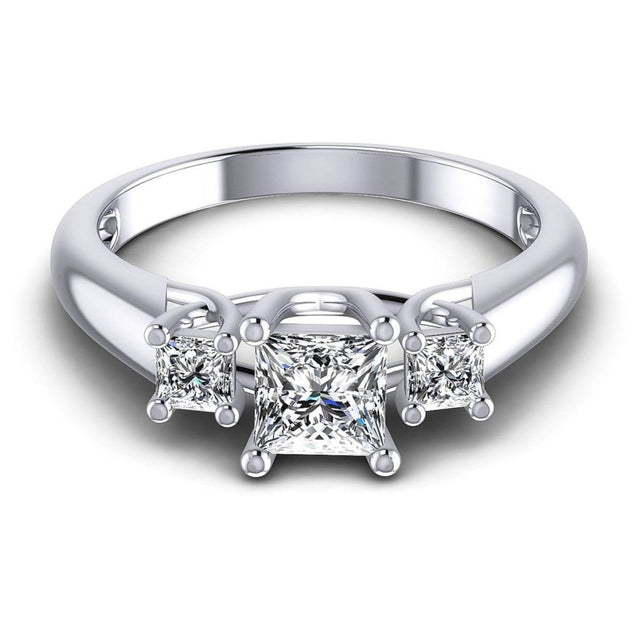 0.75-0.85 CT Princess Cut Natural Diamonds - Three Stone Rings