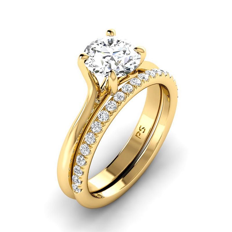 0.75-3.25 CT Round Cut Lab Grown Diamonds - Bridal Set - Primestyle.com