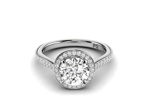 0.75 - 3.25 CT Round Cut Lab Grown Diamonds - Halo Ring - Primestyle.com