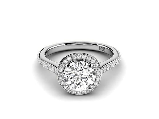 0.75-3.25 CT Round Cut Lab Grown Diamonds - Halo Ring