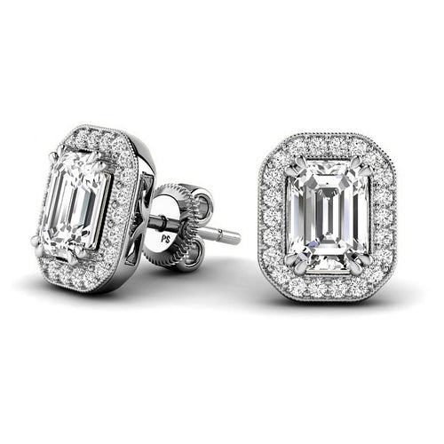 0.75 - 5.15 CT Round & Emerald Cut Lab Grown Diamonds - Stud Earrings - Primestyle.com