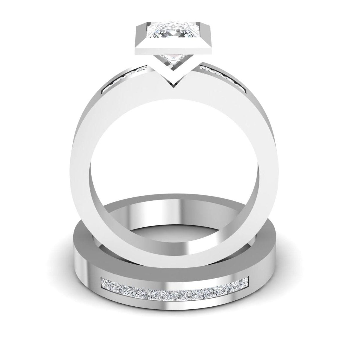 0.80-1.95 CT Princess &amp; Round Cut Diamonds - Bridal Set - Primestyle.com