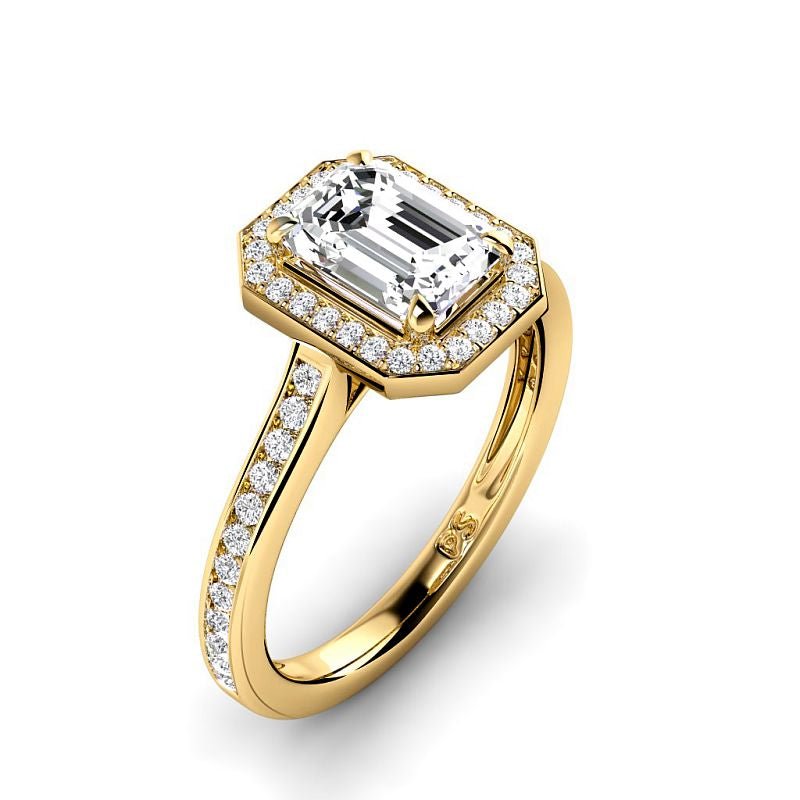 0.80-3.30 CT Round &amp; Emerald Cut Lab Grown Diamonds - Halo Ring - Primestyle.com
