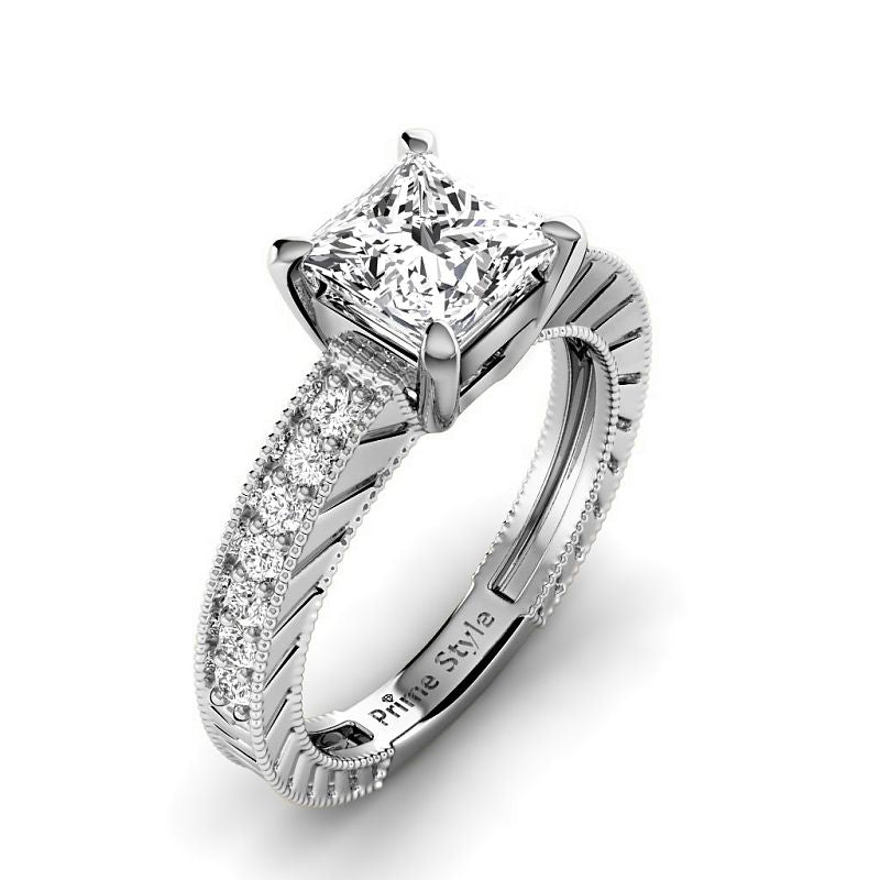 0.80-3.30 CT Round &amp; Princess Cut Lab Grown Diamonds - Engagement Ring - Primestyle.com