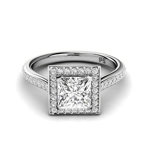 0.80 - 3.30 CT Round & Princess Cut Lab Grown Diamonds - Halo Ring - Primestyle.com