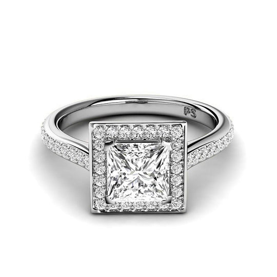 0.80-3.30 CT Round & Princess Cut Lab Grown Diamonds - Halo Ring