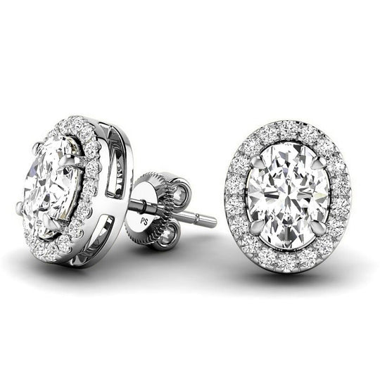 0.80-5.20 CT Round & Oval Cut Lab Grown Diamonds - Stud Earrings