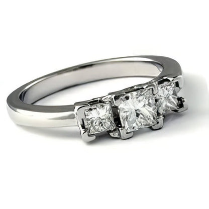 0.80 CT Princess Cut Diamonds - Three Stone Ring - Primestyle.com
