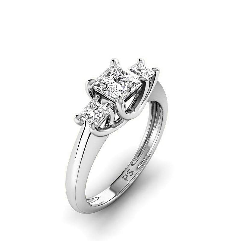 0.85-3.35 CT Princess Cut Lab Grown Diamonds - Three Stone Ring - Primestyle.com