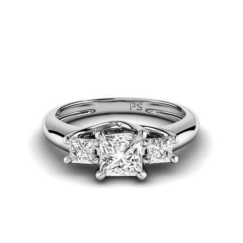 0.85-3.35 CT Princess Cut Lab Grown Diamonds - Three Stone Ring - Primestyle.com