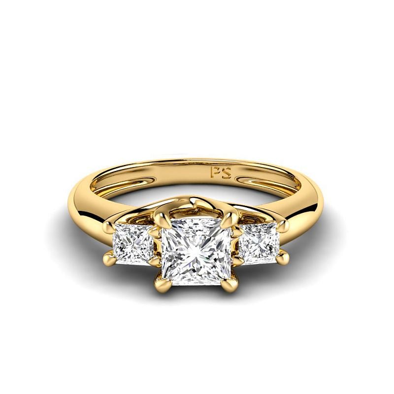 0.85-3.35 CT Princess Cut Lab Grown Diamonds - Three Stone Ring - Primestyle.com