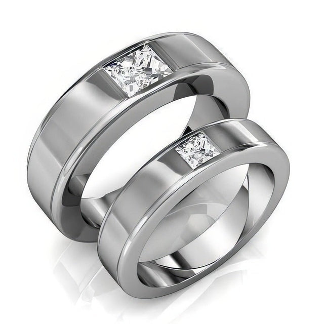 0.85 CT Princess Cut Natural Diamonds - Wedding Sets