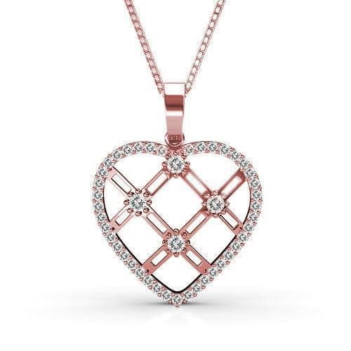 0.85 CT Round Cut Diamonds - Heart Pendant - Primestyle.com