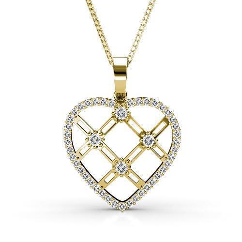 0.85 CT Round Cut Diamonds - Heart Pendant - Primestyle.com