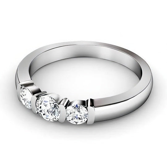 0.85 CT Round Cut Diamonds - Three Stone Ring