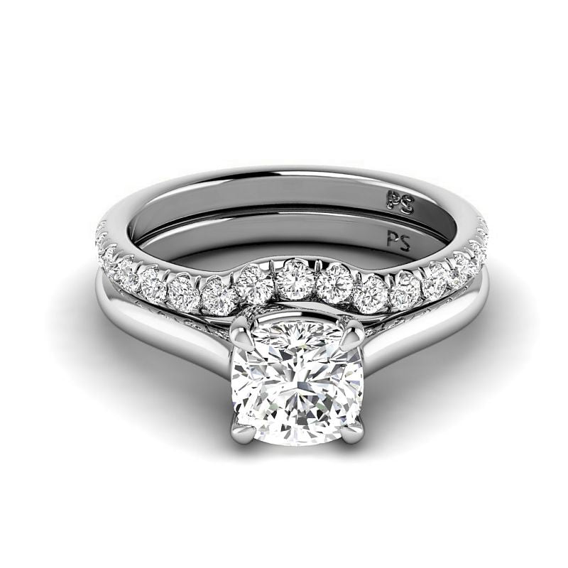 0.90-3.40 CT Round &amp; Cushion Cut Lab Grown Diamonds - Bridal Set - Primestyle.com