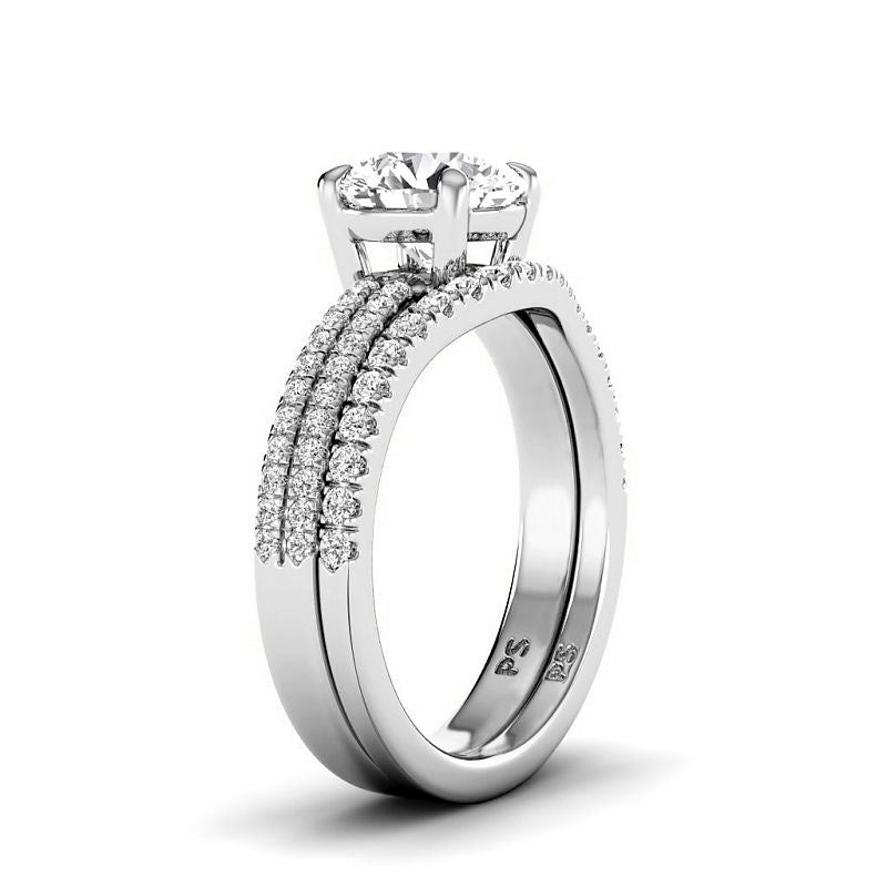 0.90-3.40 CT Round Cut Lab Grown Diamonds - Bridal Set - Primestyle.com
