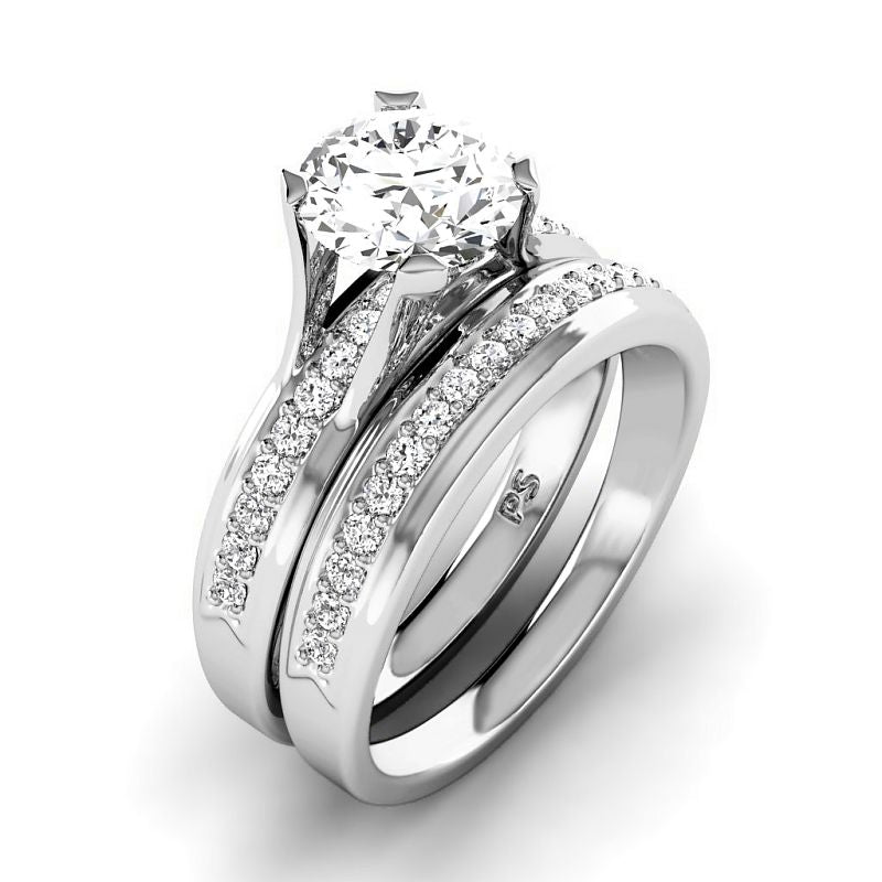 0.90-3.40 CT Round Cut Lab Grown Diamonds - Bridal Set - Primestyle.com