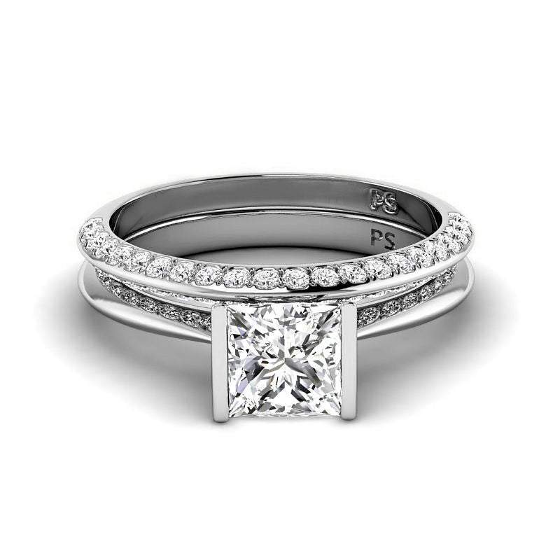 0.90-3.40 CT Round &amp; Princess Cut Lab Grown Diamonds - Bridal Set - Primestyle.com