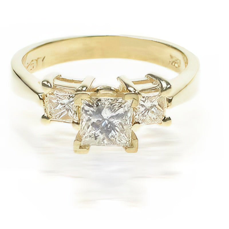 0.90 CT Princess Cut Diamonds - Three Stone Ring - Primestyle.com