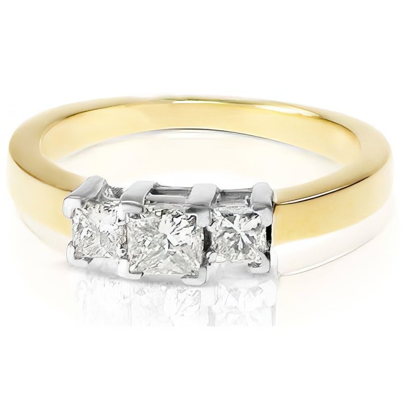 0.90 CT Princess Cut Diamonds - Three Stone Ring - Primestyle.com