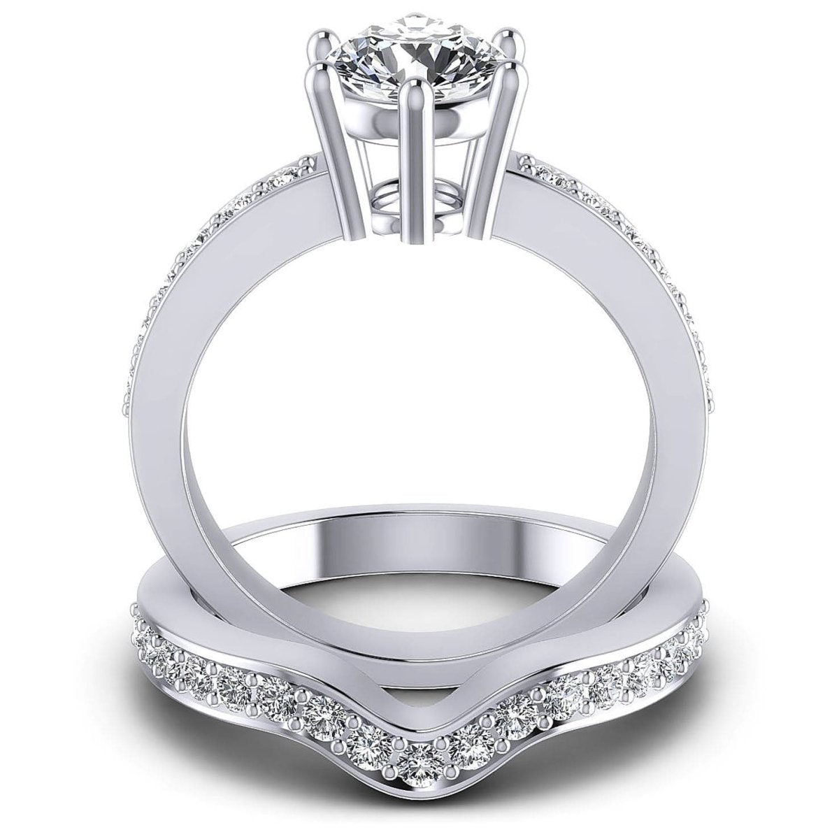 0.95-2.10 CT Round Cut Diamonds - Bridal Set - Primestyle.com