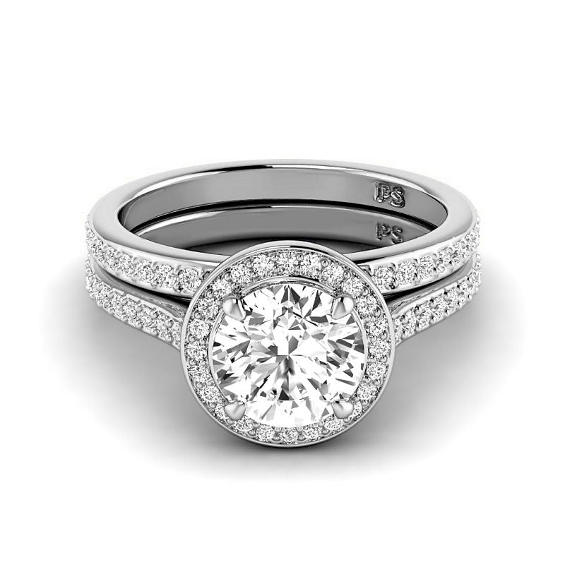 0.95-3.45 CT Round Cut Lab Grown Diamonds - Bridal Set - Primestyle.com