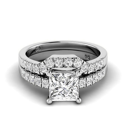 0.95 - 6.45 CT Princess & Round Cut Diamonds - Bridal Set - Primestyle.com