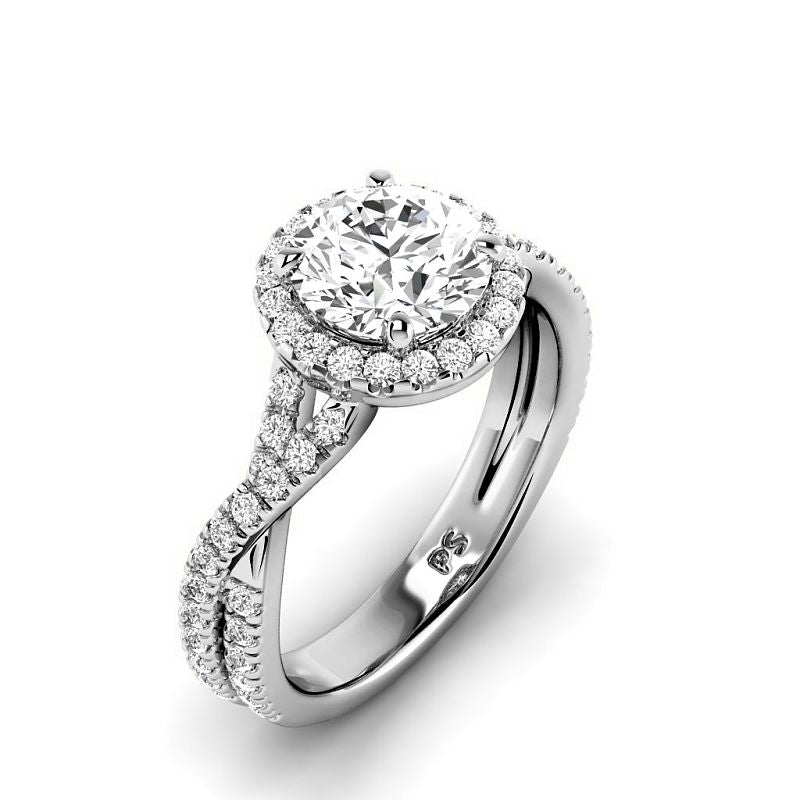 1.00-3.50 CT Round Cut Lab Grown Diamonds - Halo Ring - Primestyle.com