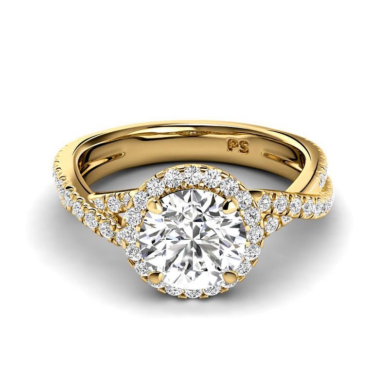 1.00-3.50 CT Round Cut Lab Grown Diamonds - Halo Ring - Primestyle.com