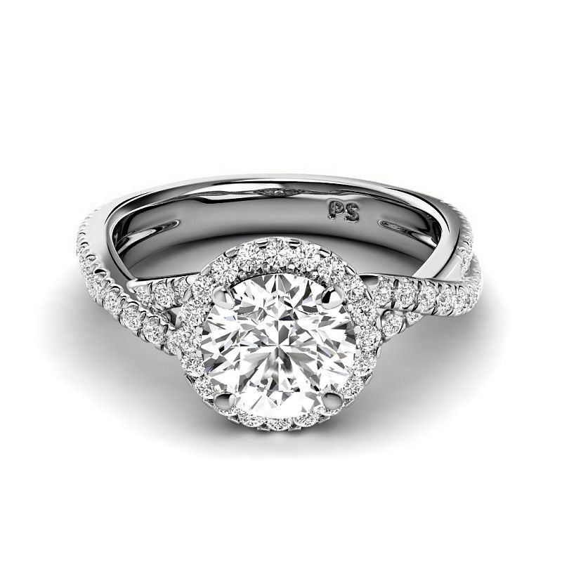 1.00-3.50 CT Round Cut Lab Grown Diamonds - Halo Ring - Primestyle.com