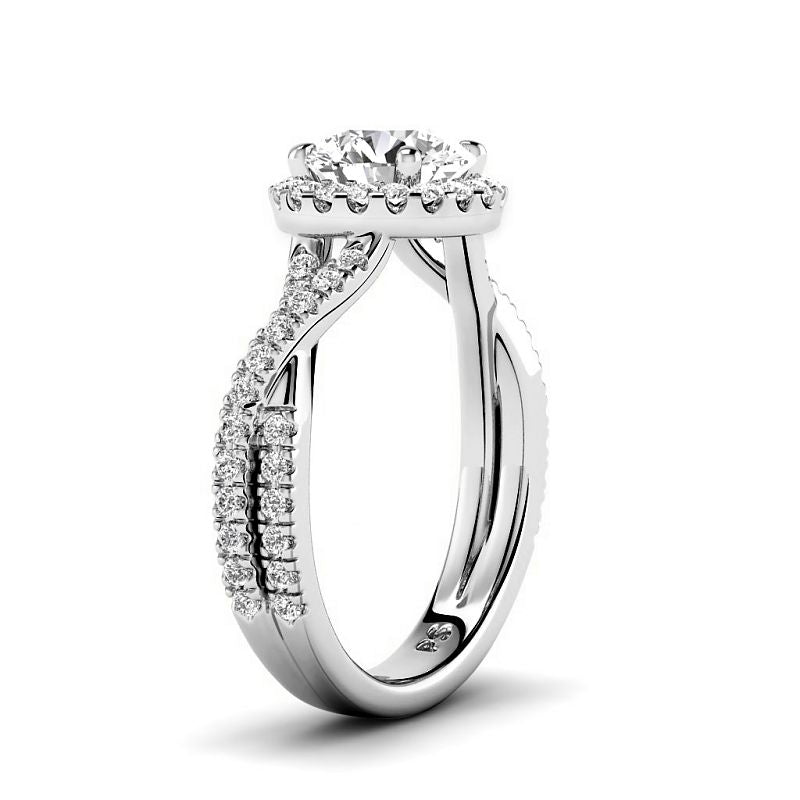 1.00-3.50 CT Round Cut Lab Grown Diamonds - Halo Ring - Primestyle.com